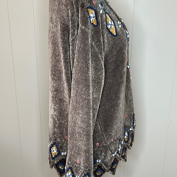 Storybook Knits Vintage Chenille Embroidered Cardigan Sweater - Picture 8 of 12